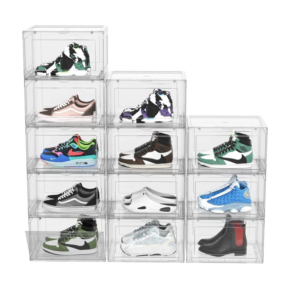 Kekow 12-Packs X-Large Shoe Storage Box Clear Plastic Stackable Shoe Organizer - Image 2 of 4