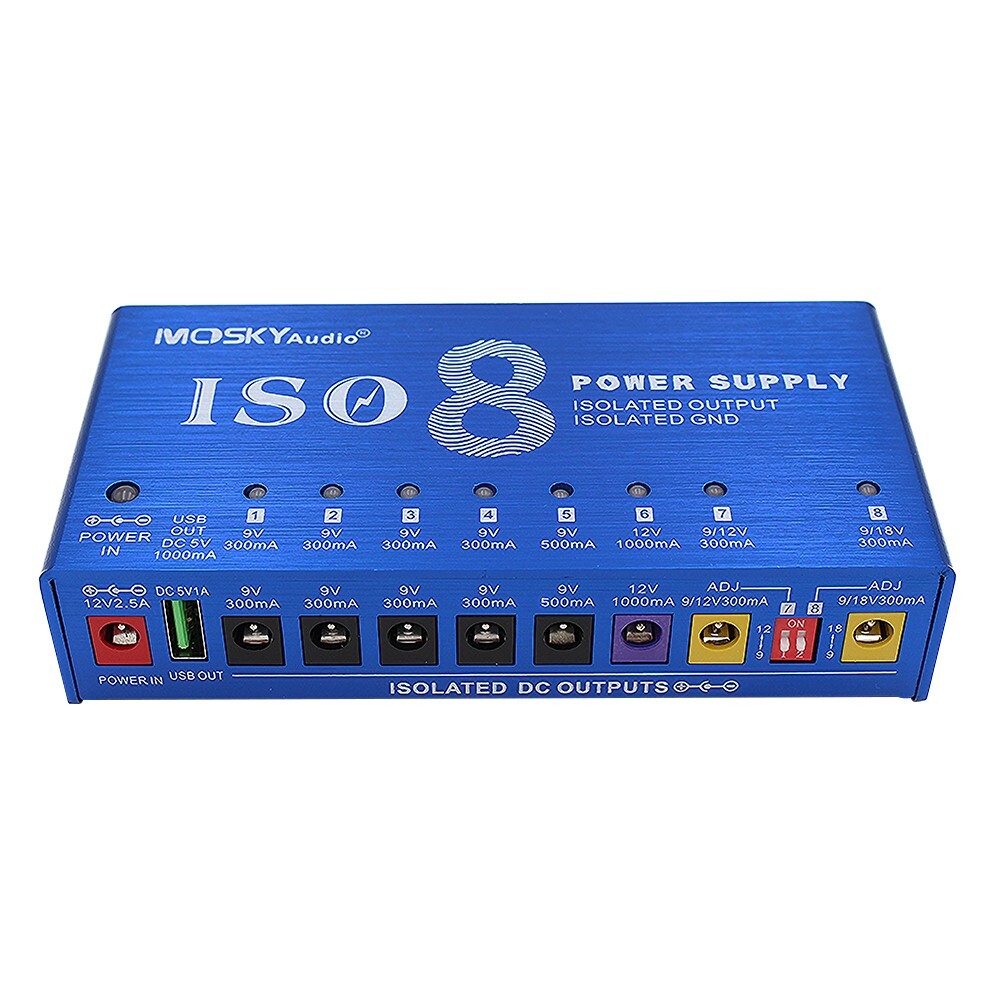 MOSKYaudio ISO 8 guitar pedal power supply fully isolated output
