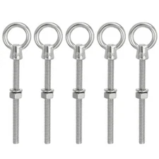 5 Pcs UNC1/4"-20 316 Steel Eye Bolt Thread Screw Ring Eyebolt with Washer & Nut