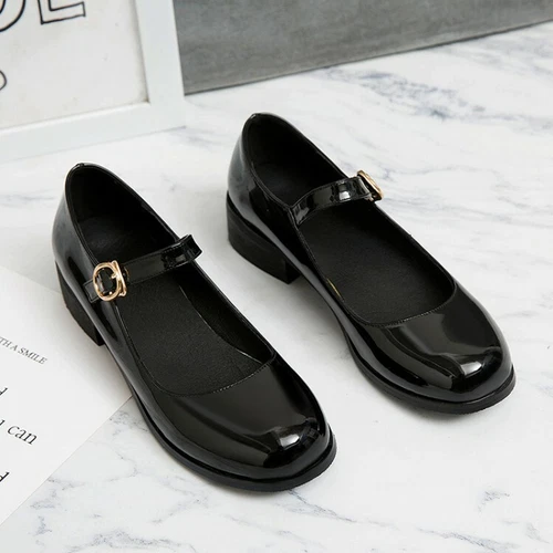 Womens Sweet Mary Jane Patent leather Dress Shoes Fashion Ankle Strap Shoes Size - Picture 4 of 29