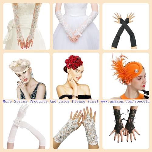 Lace Fingerless Gloves Long 19.68" Women Fingerless Lace Gloves Bridal A-black - Bild 4 von 5