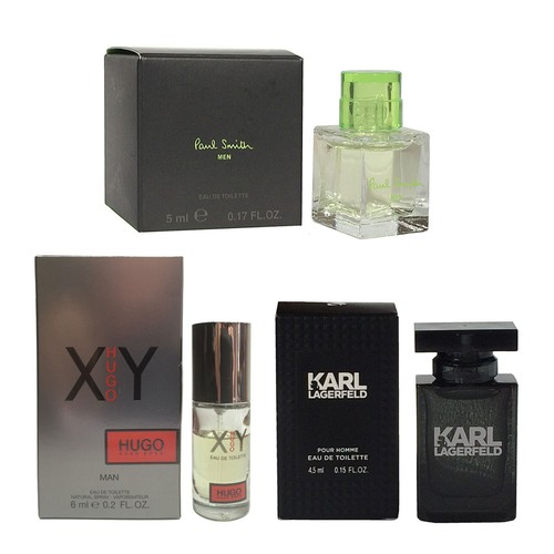 Mens Aftershave Miniature Travel Gift Set x3 Karl Lagerfeld Paul Smith