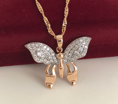 Luxus Halskette Anhänger Zirkonia Collier Medallion 750er Rosegold
