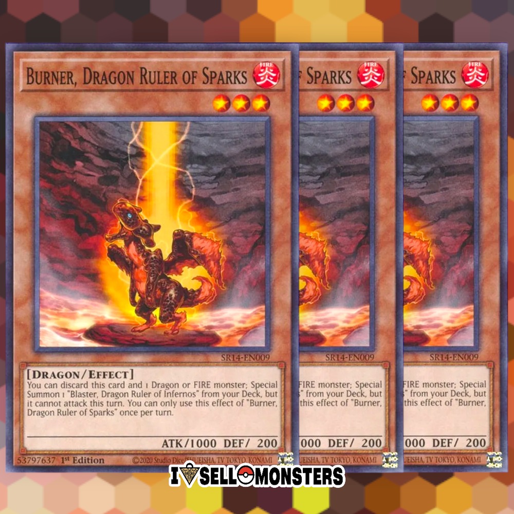 Yu-gi-oh! TCG 3x Burner, Dragon Ruler of Sparks SR14-EN009 x3 COMMON YUGIOH! NM