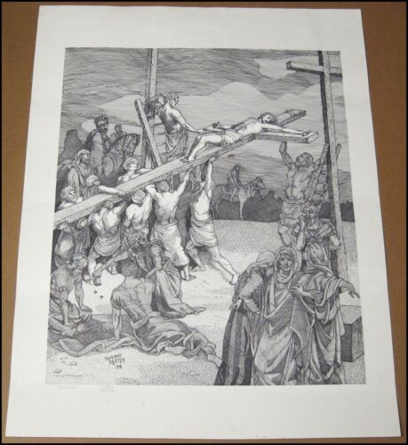 1978 Crucifixion of Jesus Christ Artist Print Poster by Sherry Pettey #57 of 250