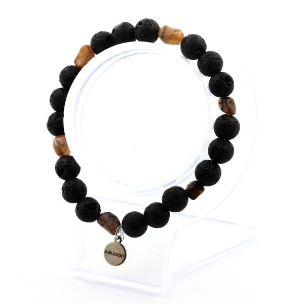 Mineralien Und Edelsteine. Andalousit Armband Aus Den USA + Lava Perlen 8 Mm-image