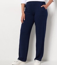 Susan Graver Weekend Regular Textured Jersey Knit Pull-On Pants Navy 3X A508745