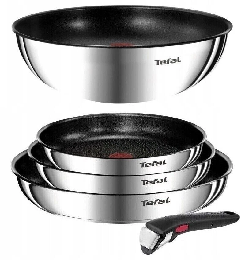 TEFAL INGENIO EMOTION 5-PIECE FRYPANS SET, PANS 22/24/28 CM + WOK 26 CM PAN, NEW - Picture 1 of 9
