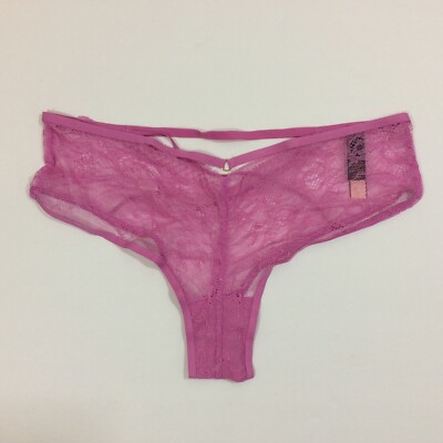 Victoria's Secret Women's Lace Cheeky Panty Size L Carnival Pink Strap Cutout