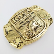 BASS Belt Buckle Anglers Sportsman Society Fishing Solid Brass 3"