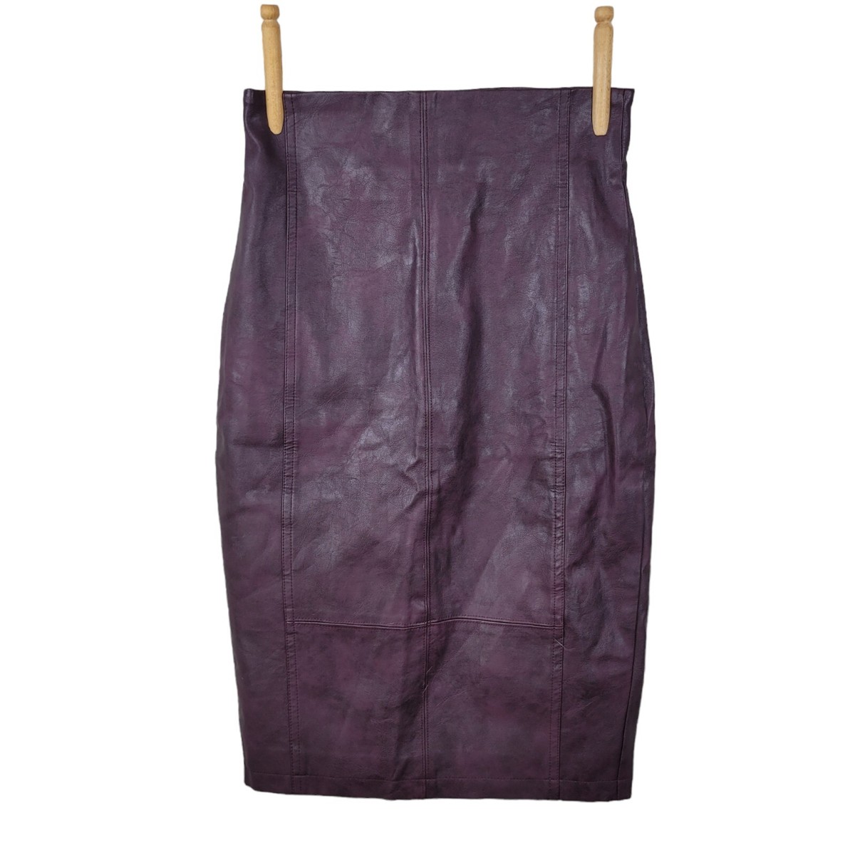 Sheike Faux Leather High Rise Skirt size Sexy Purple Vegan Above