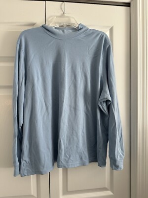 L.L. Bean Turquoise Blue Mock Turtle Neck Long Sleeve Tee Size 3X