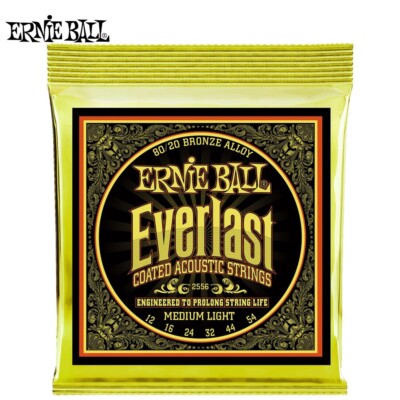 Ernie Ball 2556 Everlast Coated 80/20 Bronze Acoustic Guitar Strings 12-54