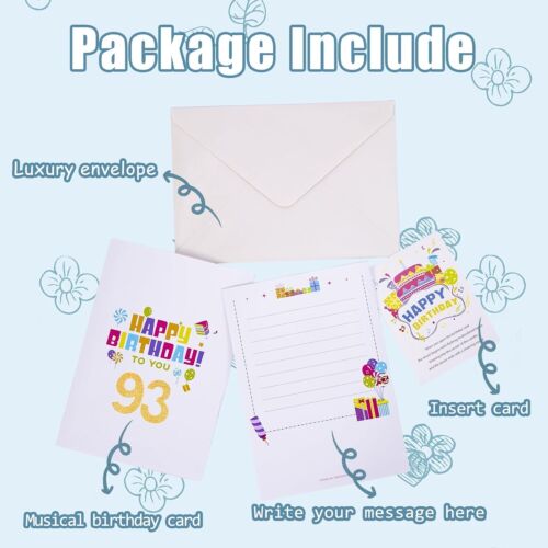 Gumry 93RD Musical Birthday PopUp Card Blowable Colorful Light Candle 3D Card... - Picture 3 of 3