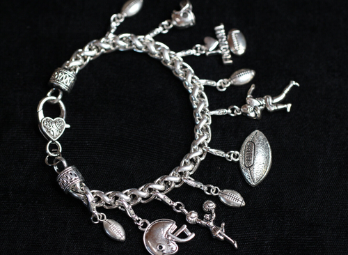Football Cheer Charm Bracelet Silver Pewter Charms 8" Interchangeable Fall Sport - 第 6/7 張圖片