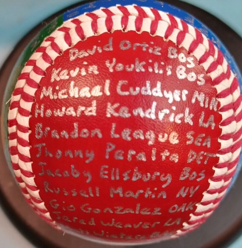 BÉISBOL PINTADO A MANO 2011 LIGA AMERICANA EQUIPO ESTELAR ORTIZ JETER CABRERA + Foto 2 de 4