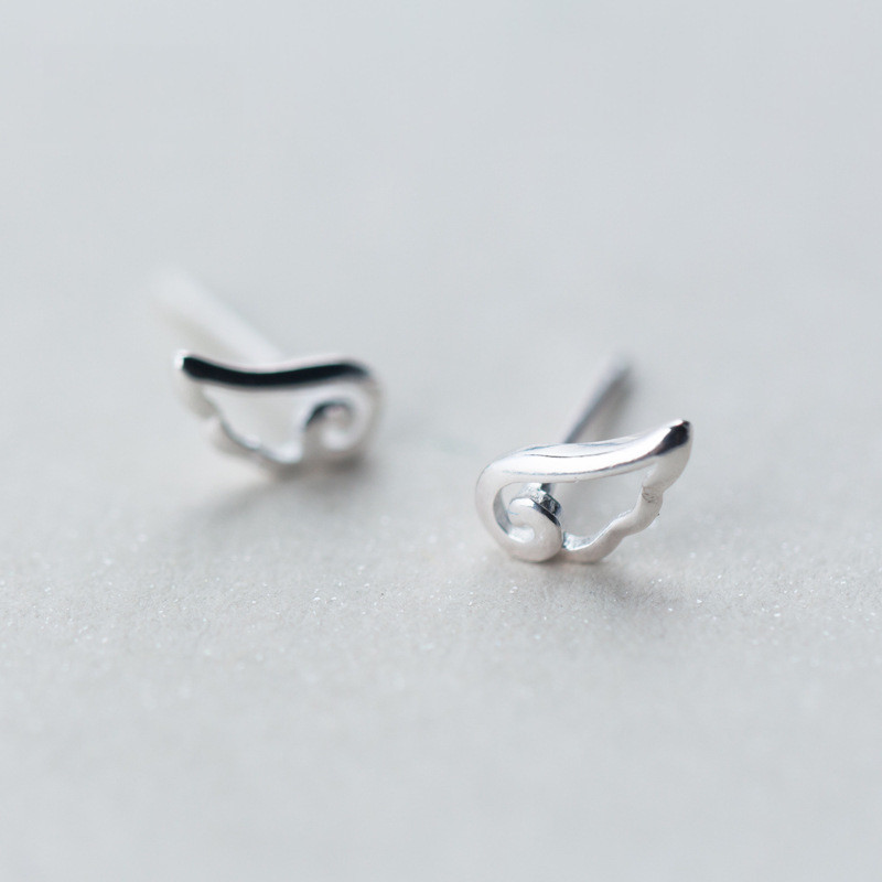 Sterling Silver 925 Angel Wing Stud Earrings