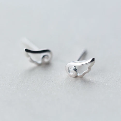 Sterling Silver 925 Angel Wing Stud Earrings