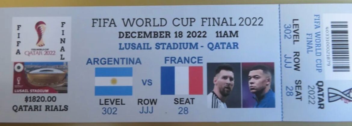 Official License Ticket Frame +Gift “ Final Match world cup