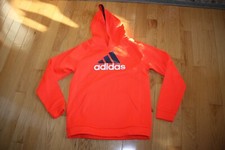 EUC Boy's Adidas Fleece Hoodie Bright Orange Logo Long Sleeve Climawarm XL-18