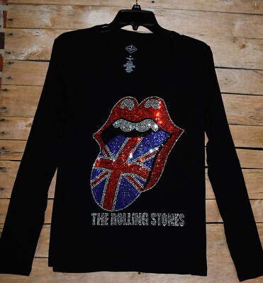 The Rolling Stones rhinestone  shirt or tank XS S M L XL XXL 1X 2X 3X 4X 5X flag