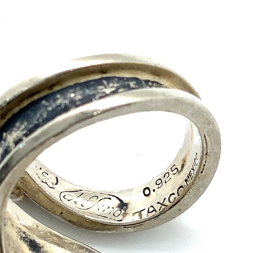 Vintage Sterling Silver Signed 925 Delfino Taxco Mexico Modern Bypass Ring 8 1/2 - Picture 4 of 7