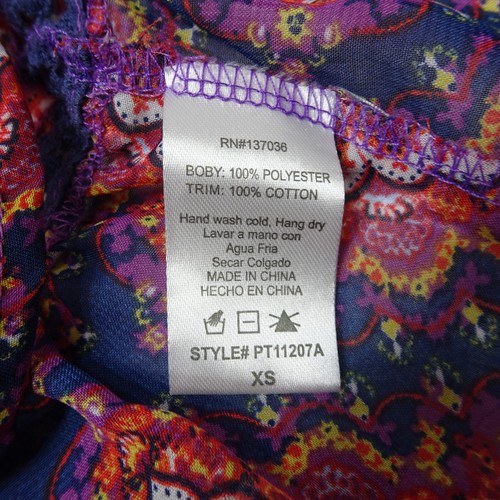 Paper Crane Size XS Cold Shoulder Semi Sheer Lightweight Printed Blouse - Picture 4 of 5