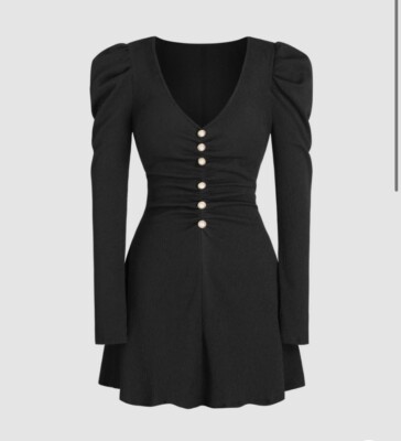cider black dress High Neck Mini Dress Polka