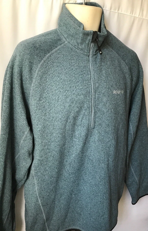 Solaris Anti Pill 1/2 Zip Fleece Pullover Sweater Heather Blue Size Medium - Image 3 of 4