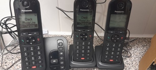 Panasonic KX-TGC263 Cordless Telephone Phone Answering Machine TRIPLE SET Black - Zdjęcie 3 z 8