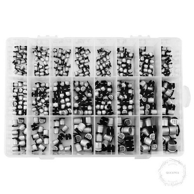 SMD Aluminum Electrolytic Capacitor Kit,24 Values 1uF to 1000uF,6.3V 10V 16V 25V
