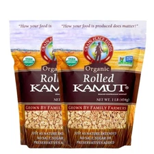 Organic Rolled Kamut Khorasan Wheat | 1 lb | Pack of 2 | Non-GMO | Grain Place F