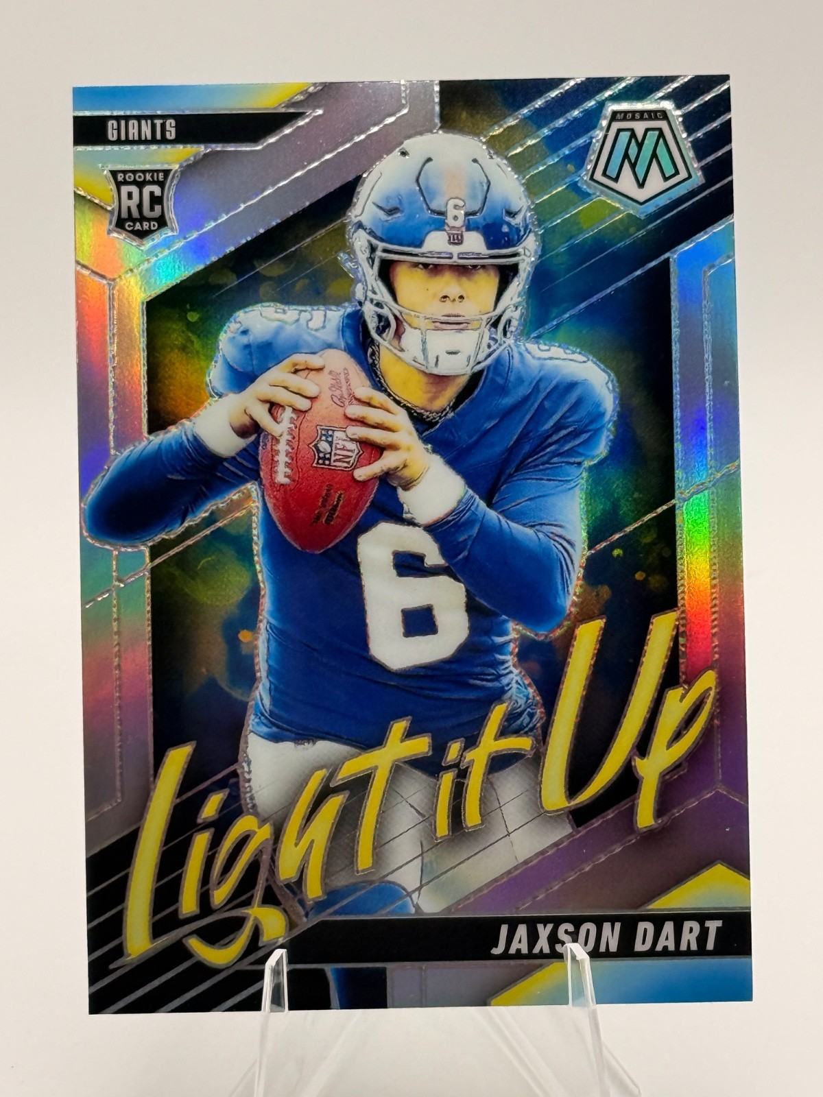 2025 Panini Mosaic Jaxson Dart RC LIGHT IT UP Silver Prizm New York Giants #8