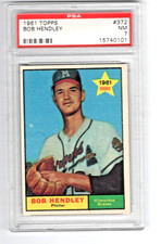 1961 TOPPS #372 BOB HENDLEY BRAVES ROOKIE PSA NM 7 VERY LOW POP CARD. rookie card picture