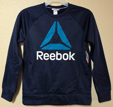 Reebok Boys Navy Blue Fleece Crewneck Pullover Sweatshirt Size XL 14-16 NEW