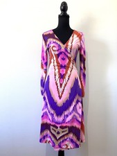 Charlie Brown Size 6 Wrap Dress Long Sleeve Batik Print V-neck Party Casual
