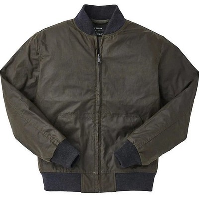 Filson Waxed Cover Cloth Bomber Jacket | Burnt Olive Small Made in USA Excellent