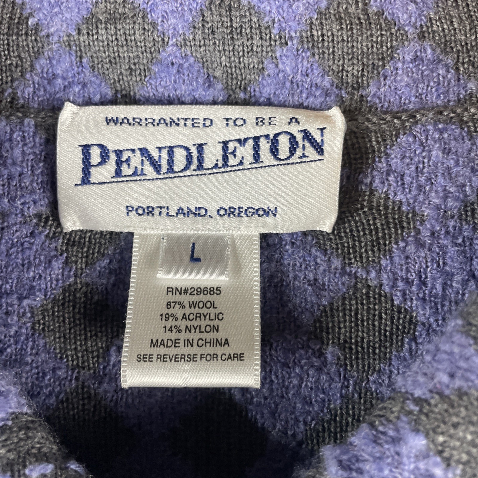 Pendleton Full Zip Collared Argyle Wool Sweater J… - image 3