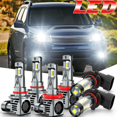 White LED Headlight High Low Fog Light Bulbs Combo For Subaru Forester 2009-2013