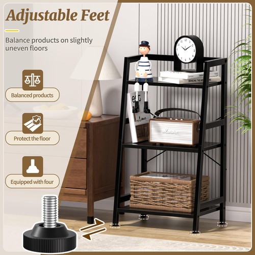 3-Tier Bookshelf, Ladder Shelf, Stand up Shelves, Industrial Bookcase with St... - Picture 5 of 9