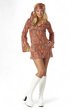 Brand New Women 70's Retro Groovy Disco Dolly Halloween Costume