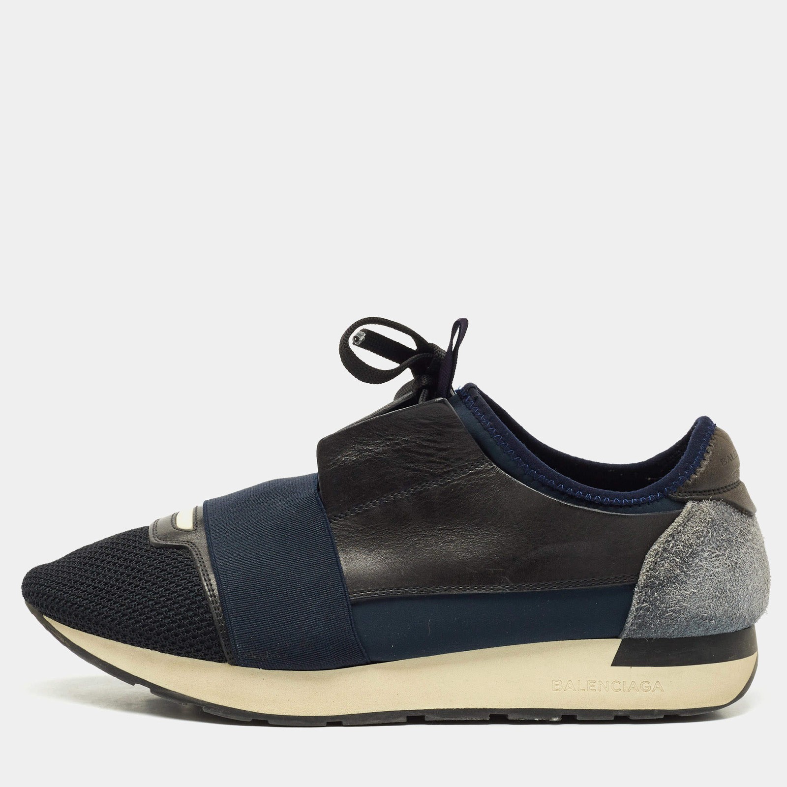 Balenciaga Tricolor Leather Suede and Mesh Race Runner Sneakers Size 40