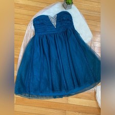 Deb Strapless Blue Party Dress Size 14