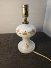Vintage Milk Glass Bedside Table Lamp 11 Inches Tall x 4 Inches Wide