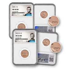 2025 P & D Lincoln Cent NGC MS-66 w/ Abraham Lincoln Label {IN STOCK}