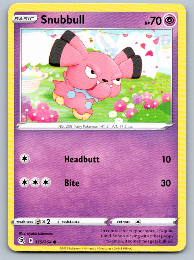 2021 POKEMON SNUBBULL FUSION STRIKE 115/264 COMMON NM A49823 FREE S&H