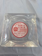 Standard Oil Glass Vintage Ashtray, Glen A. Lynch Wall SD
