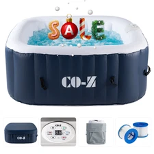CO-Z Inflatable Tub Spa Portable 120 Air Jet w Pump and Cover 2-4 Person US