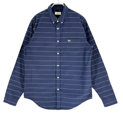 Lacoste Chemise Habillée Boutonnée Manches Longues Coupe Slim Bleu Taille M/L 41 - Photo 1/4