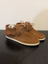 Minnetonka Womens Venice 452T Brown Suede Fringe Ankle Moccasin Boots Size 6